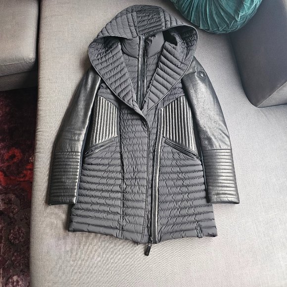 RUDSAK Jackets & Blazers - Rudsak Light Puffer Coat Jacket with Leather Sleeves and Waist Size S